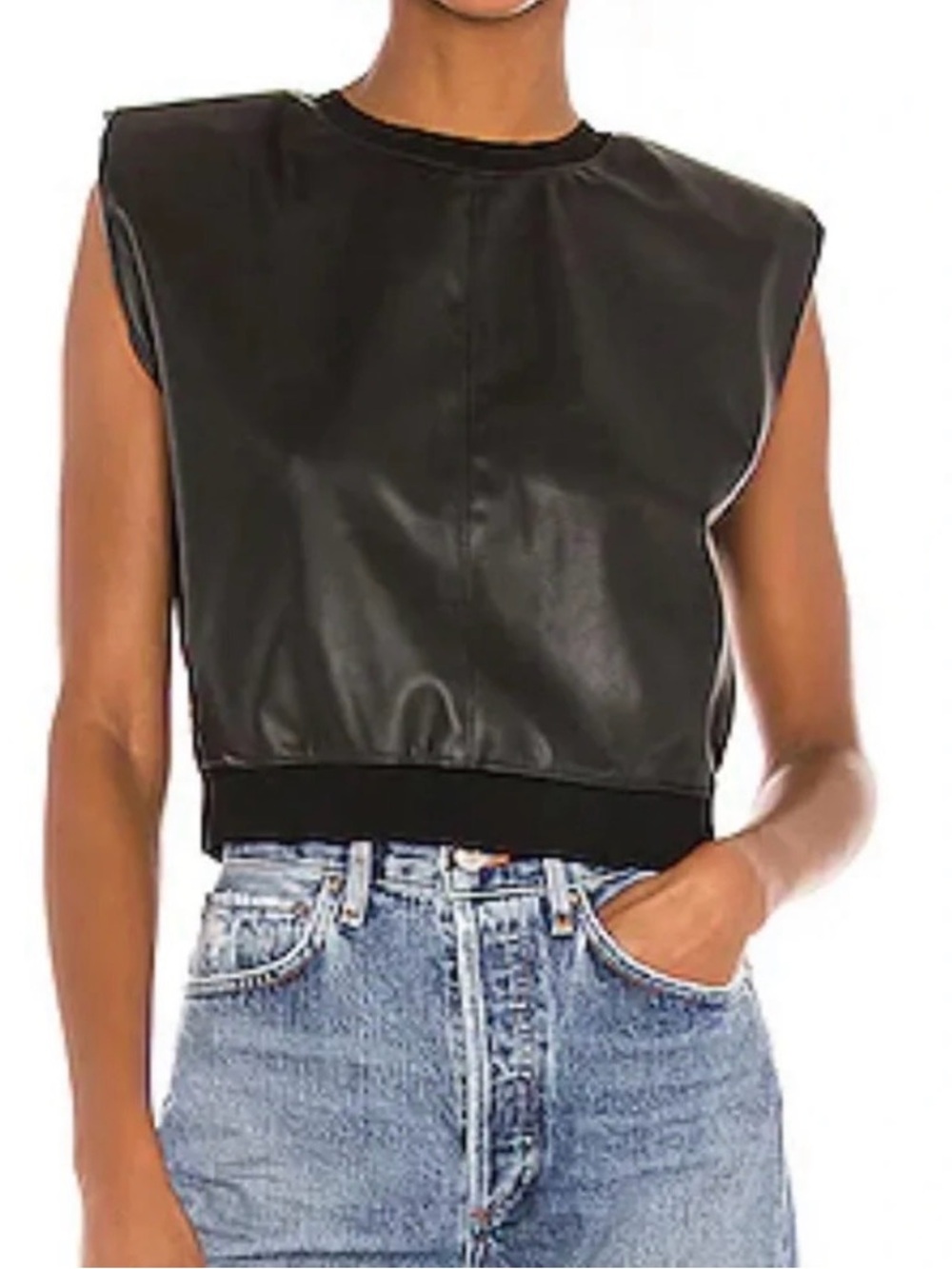 Alice + Olivia Black Faux Leather Top - Women